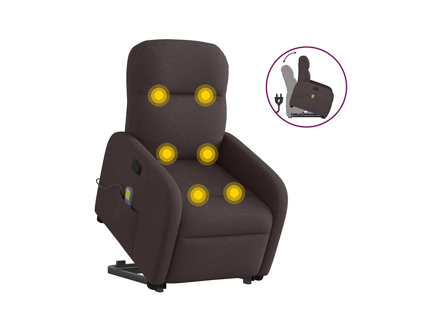 Fauteuil inclinable de massage Marron foncé Tissu