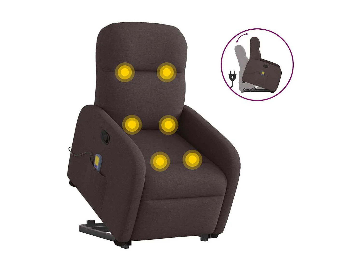 Fauteuil inclinable de massage Marron foncé Tissu