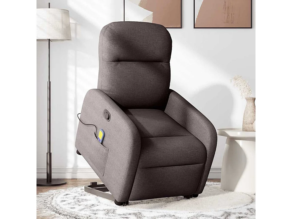 Fauteuil inclinable de massage Marron foncé Tissu