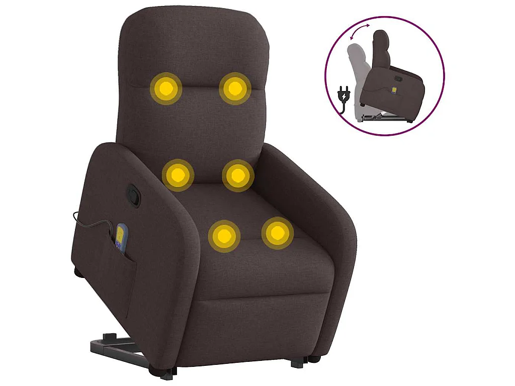 Fauteuil inclinable de massage Marron foncé Tissu