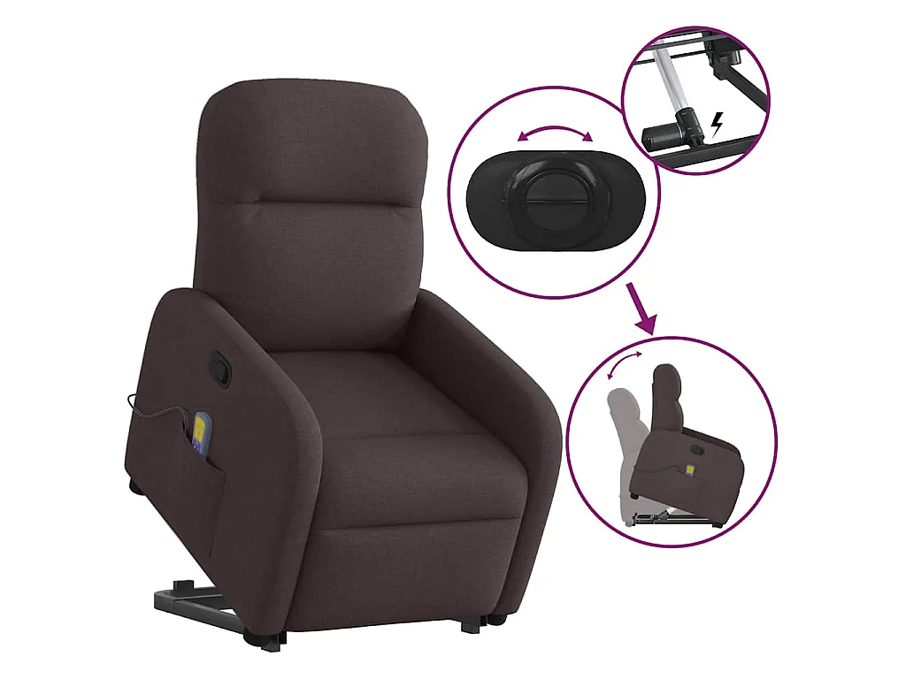Fauteuil inclinable de massage Marron foncé Tissu