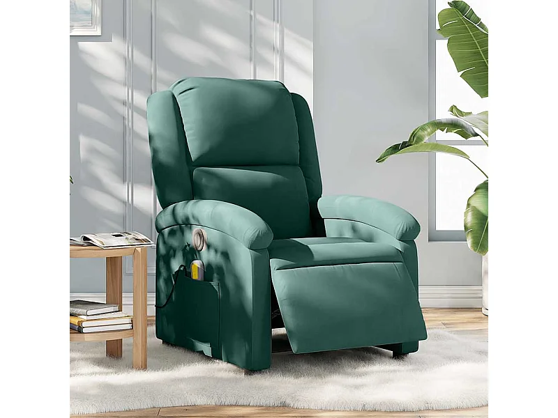 Massagestoel elektrisch verstelbaar fluweel donkergroen