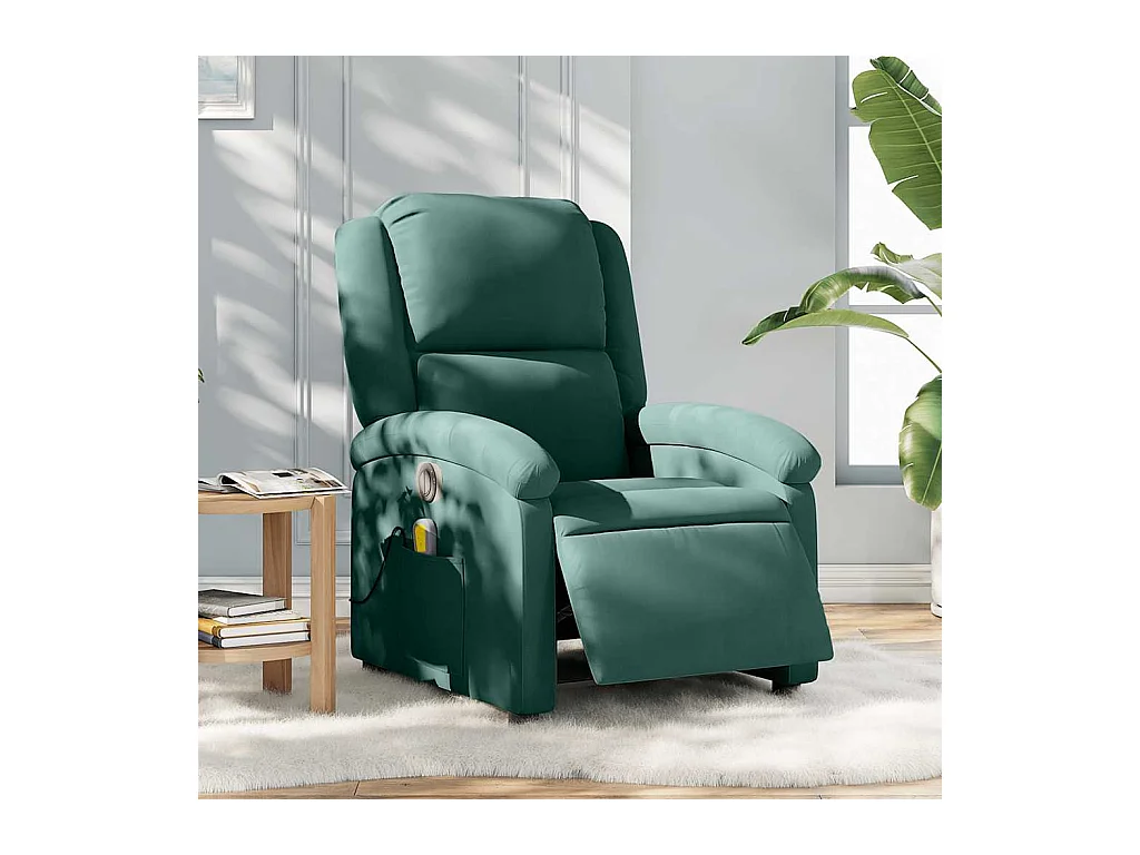 Fauteuil inclinable de massage électrique vert foncé velours