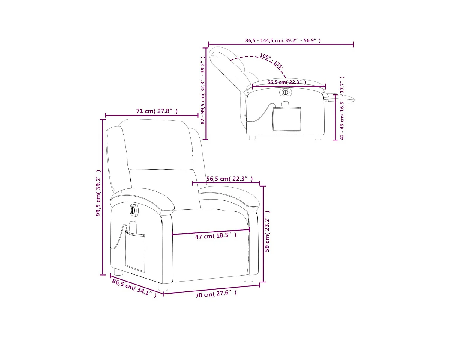 Fauteuil inclinable de massage électrique vert foncé velours