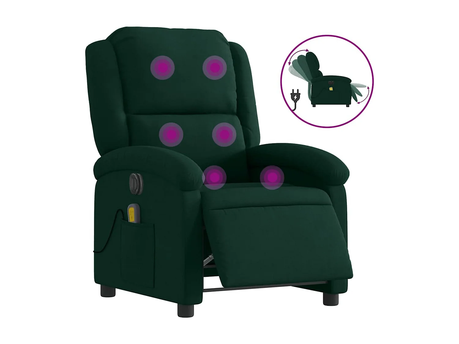 Fauteuil inclinable de massage électrique vert foncé velours