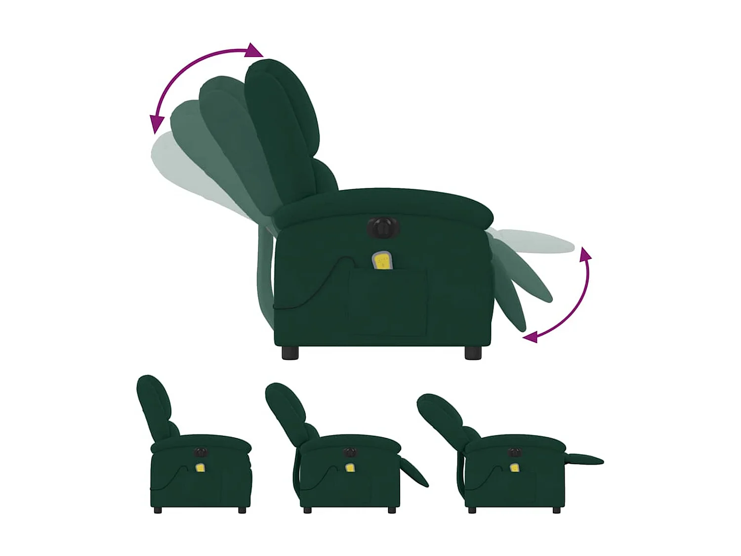 Fauteuil inclinable de massage électrique vert foncé velours