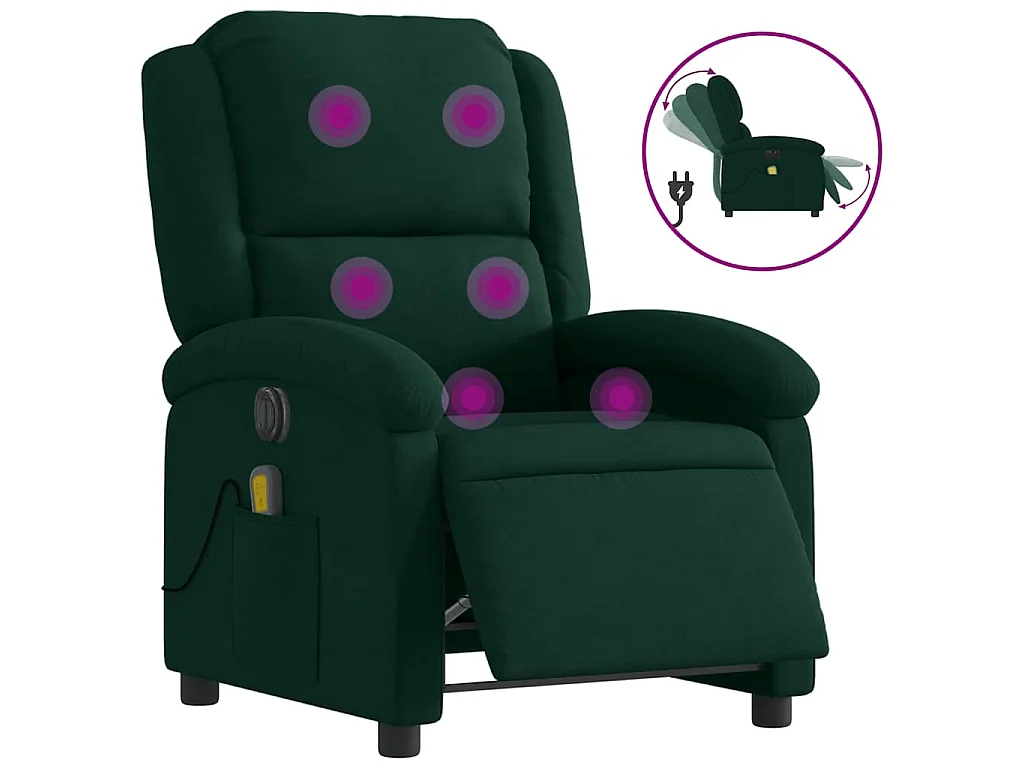 Fauteuil inclinable de massage électrique vert foncé velours