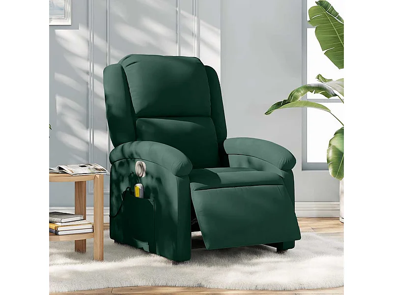 Fauteuil inclinable de massage électrique vert foncé velours
