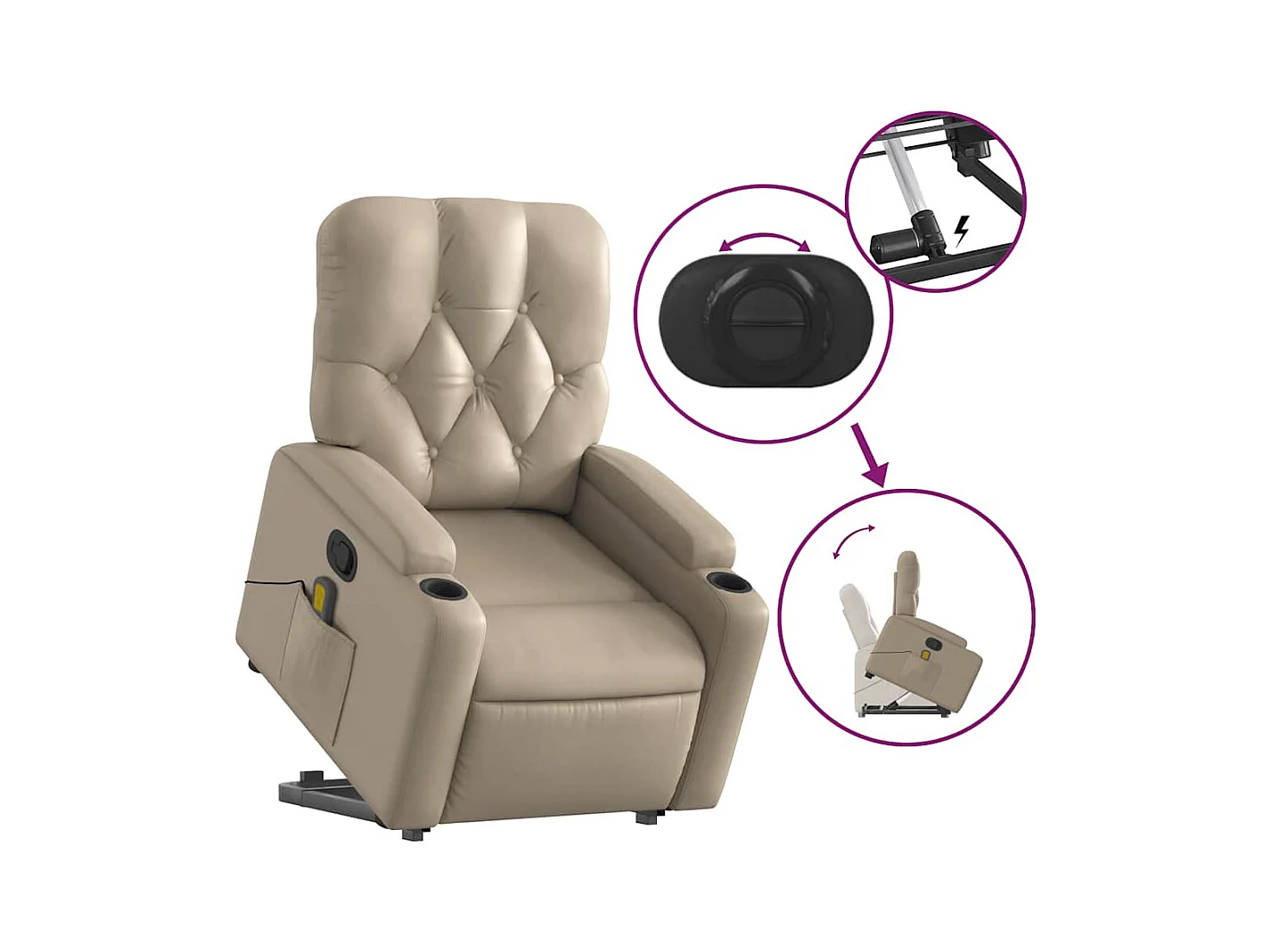 Fauteuil inclinable de massage Cappuccino Similicuir