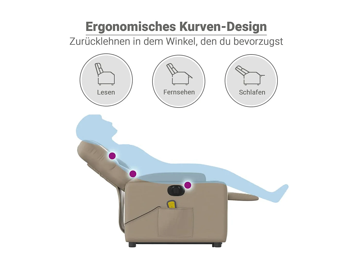 Massagesessel mit Aufstehhilfe Cappuccino-Braun Kunstleder