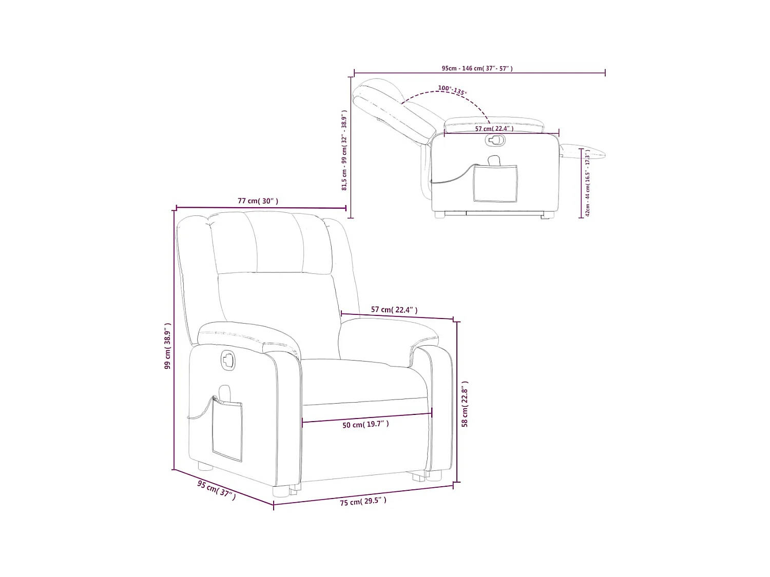 Fauteuil de massage inclinable Marron Tissu