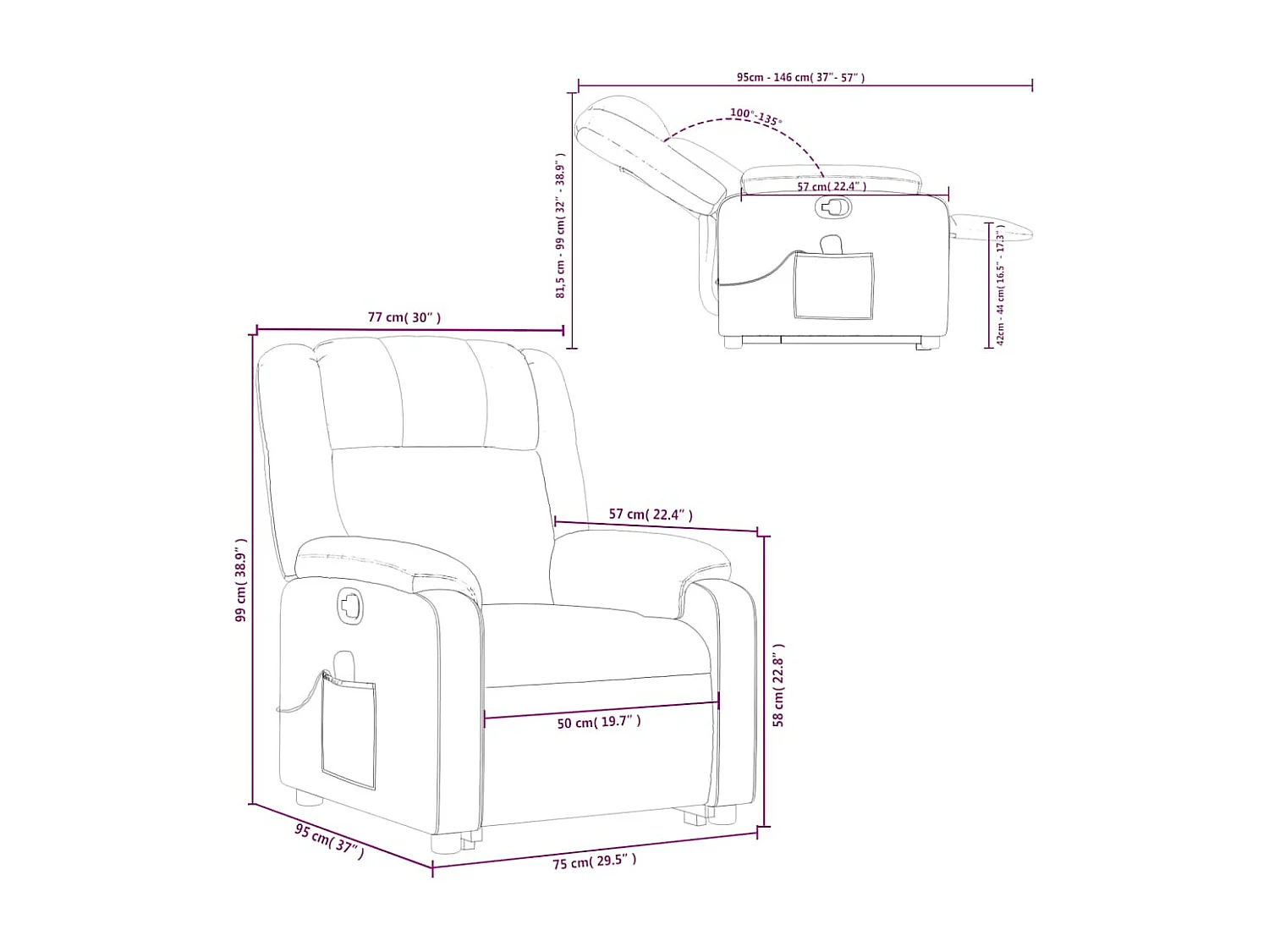 Fauteuil de massage inclinable Marron Tissu