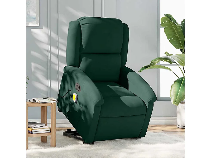 Fauteuil inclinable de massage électrique vert foncé velours
