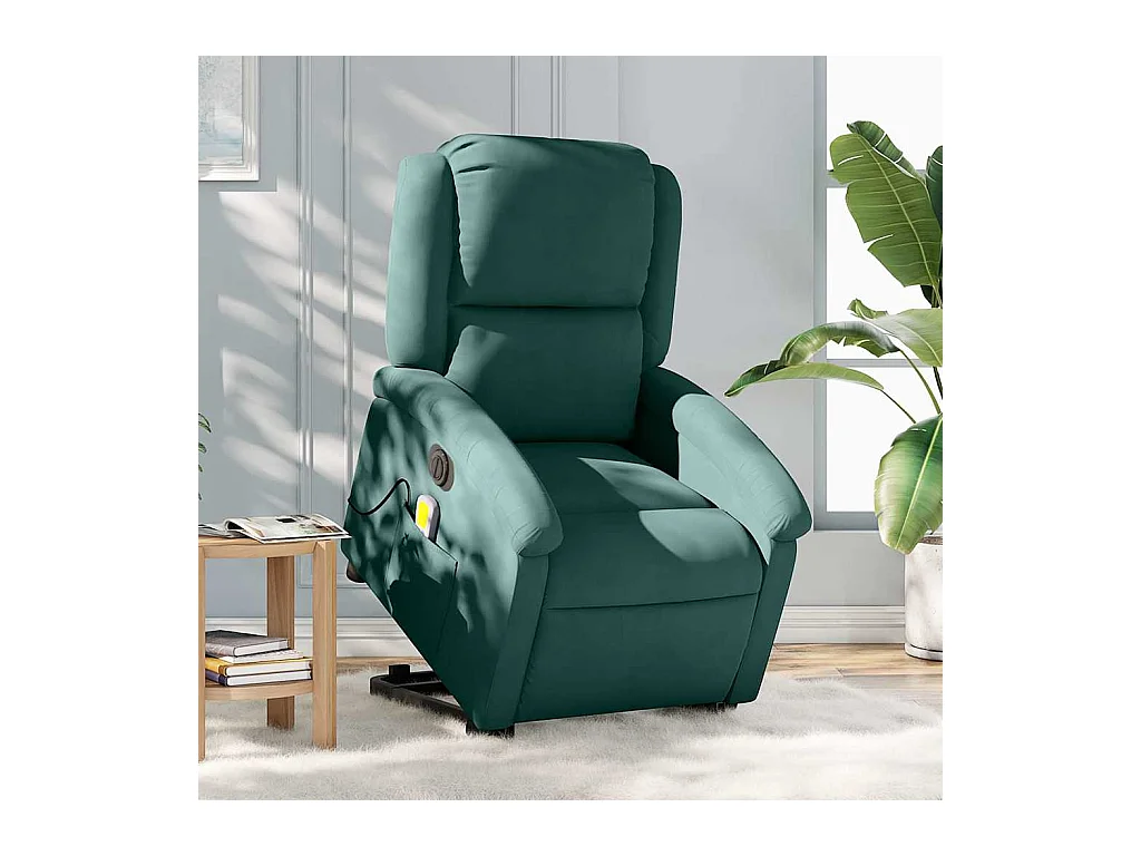 Fauteuil inclinable de massage électrique vert foncé velours
