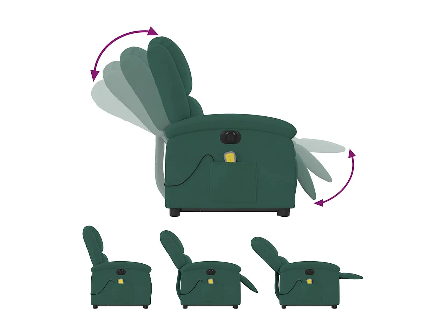 Fauteuil inclinable de massage électrique vert foncé velours