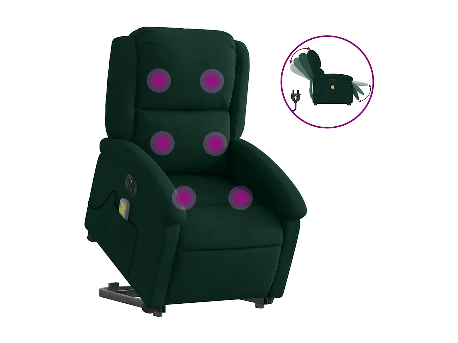Fauteuil inclinable de massage électrique vert foncé velours