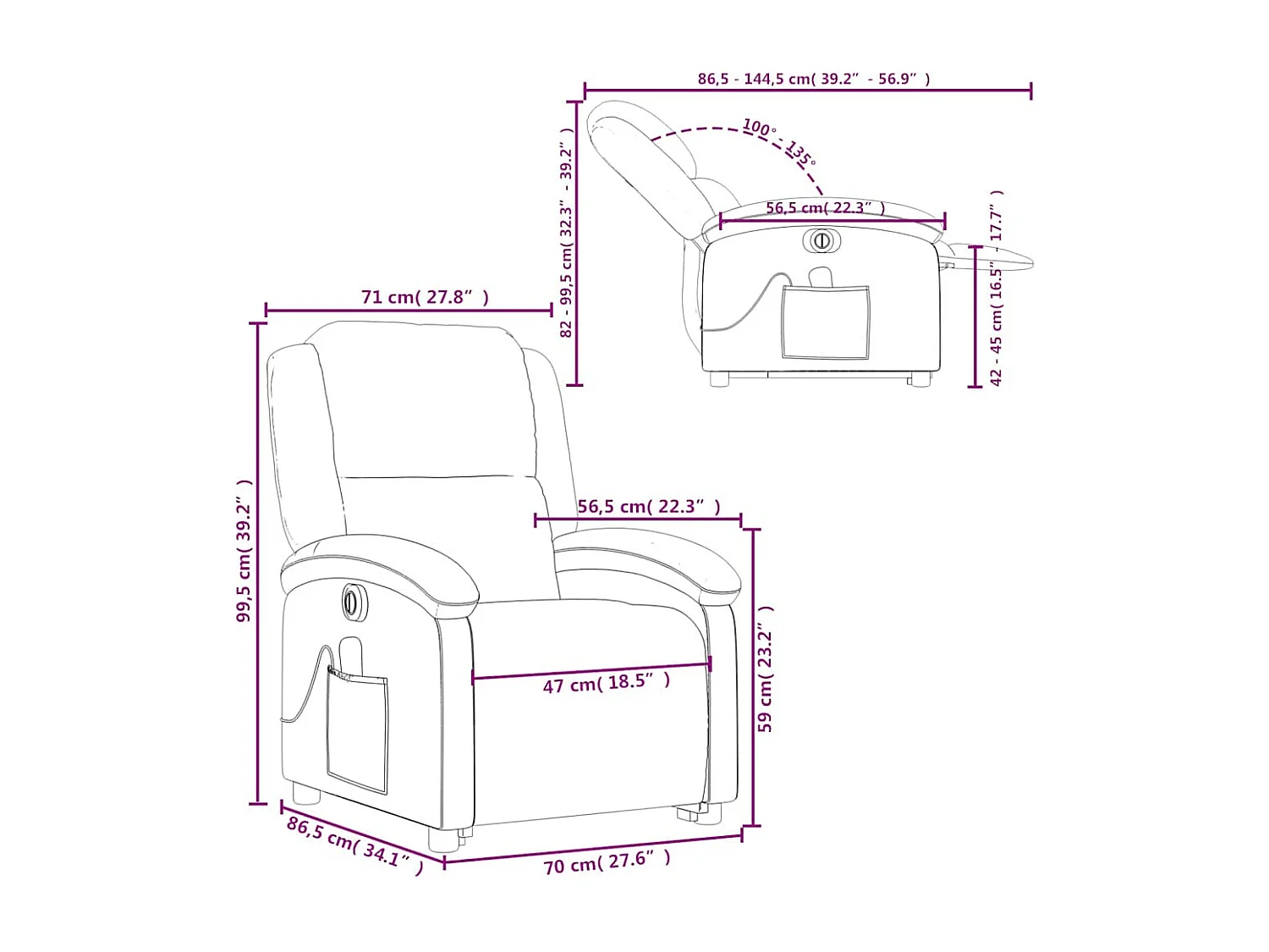 Fauteuil inclinable de massage électrique vert foncé velours