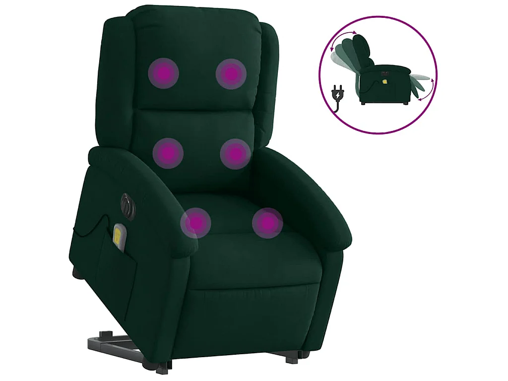 Fauteuil inclinable de massage électrique vert foncé velours