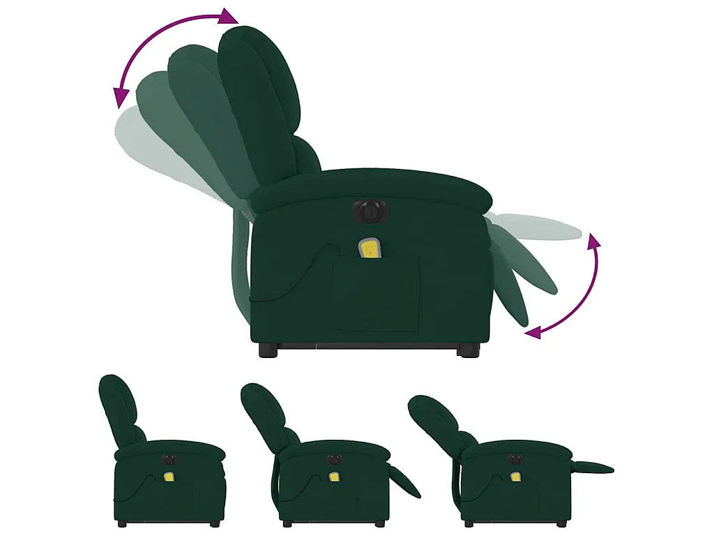 Fauteuil inclinable de massage électrique vert foncé velours