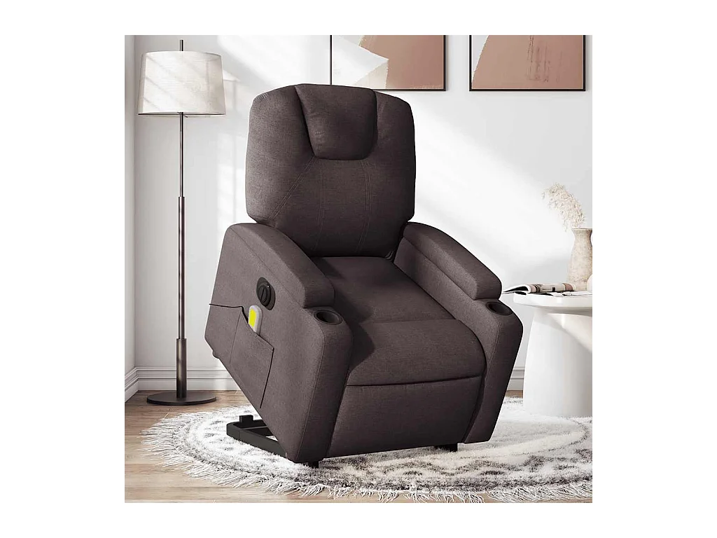 Fauteuil inclinable de massage électrique Marron foncé Tissu