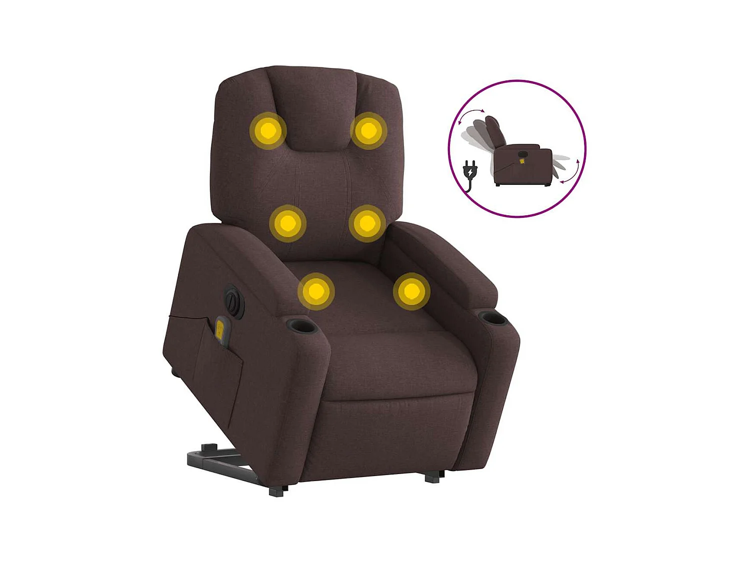 Fauteuil inclinable de massage électrique Marron foncé Tissu