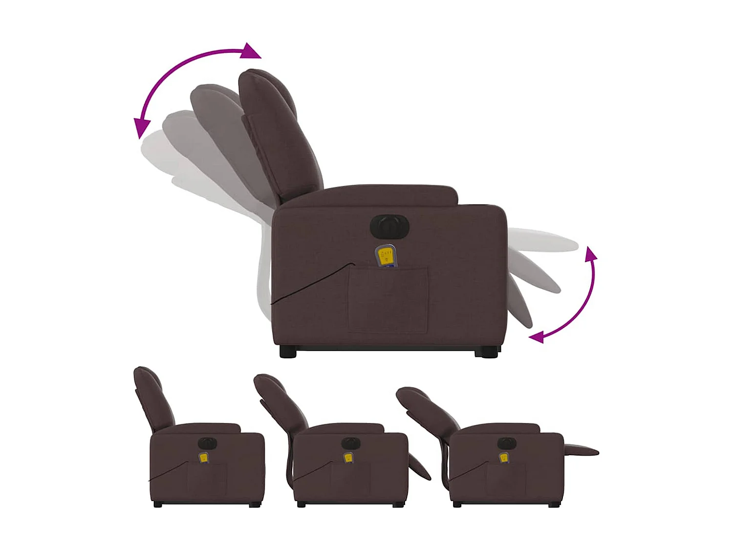Fauteuil inclinable de massage électrique Marron foncé Tissu