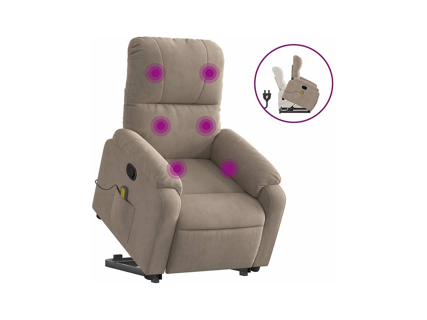 Fauteuil inclinable de massage taupe tissu microfibre