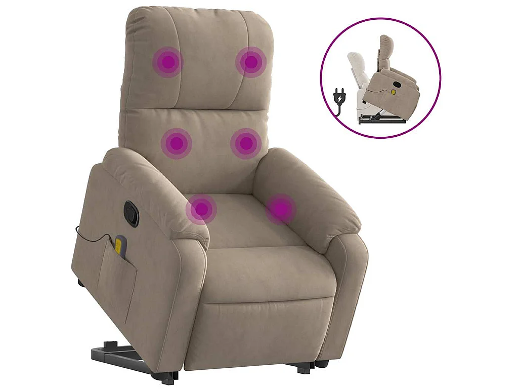 Fauteuil inclinable de massage taupe tissu microfibre