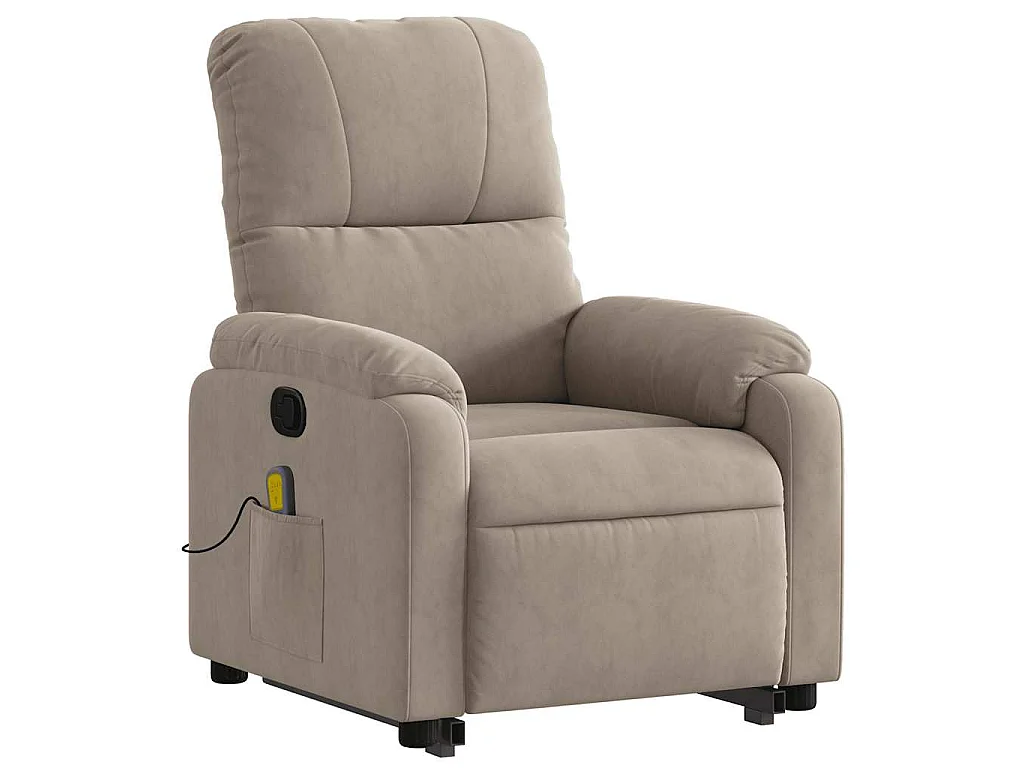 Fauteuil inclinable de massage taupe tissu microfibre