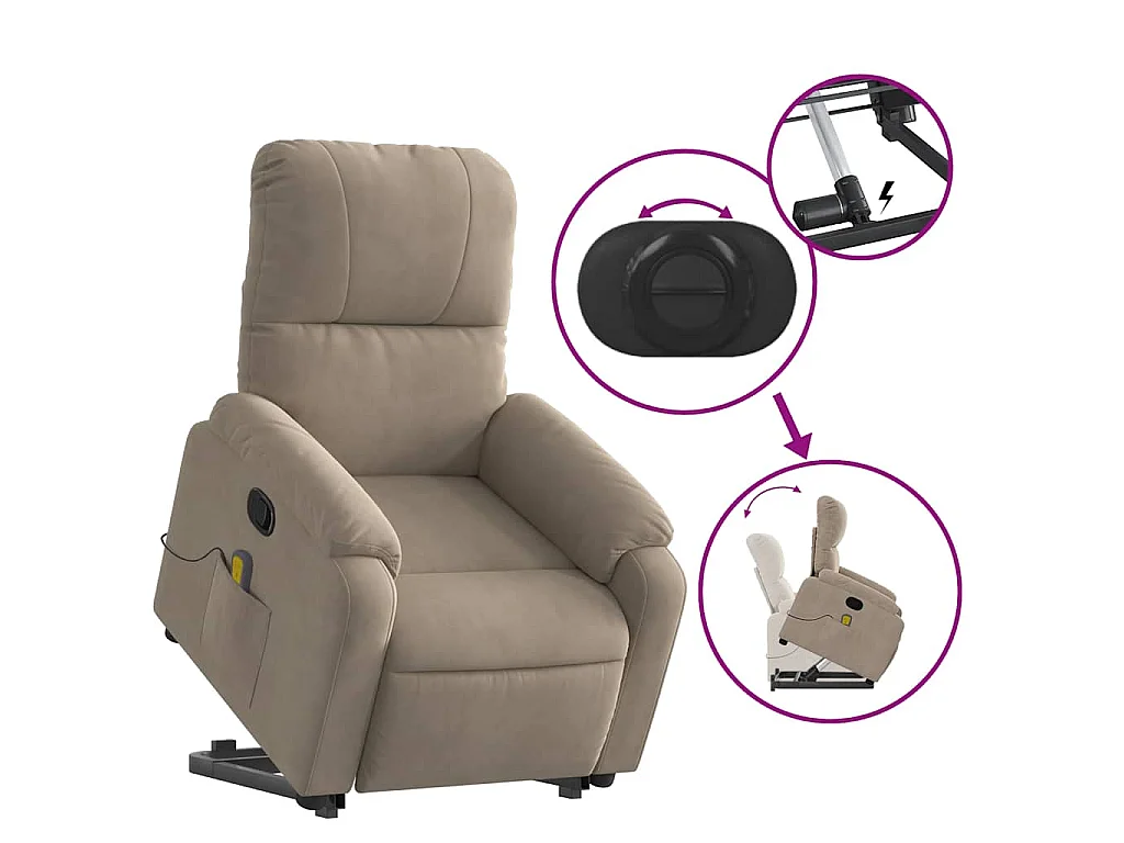 Fauteuil inclinable de massage taupe tissu microfibre