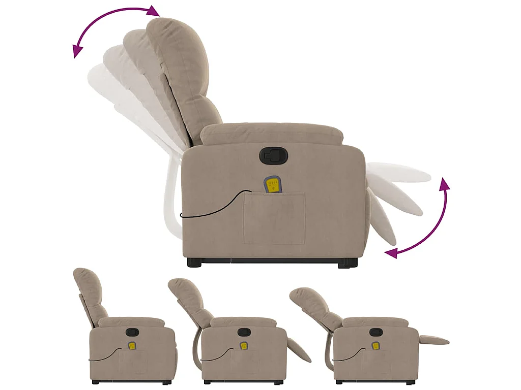 Fauteuil inclinable de massage taupe tissu microfibre