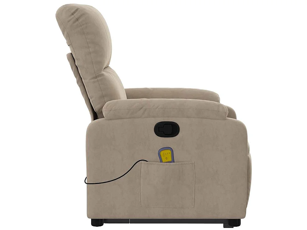 Fauteuil inclinable de massage taupe tissu microfibre