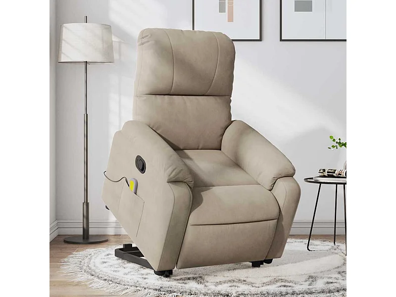 Fauteuil inclinable de massage taupe tissu microfibre