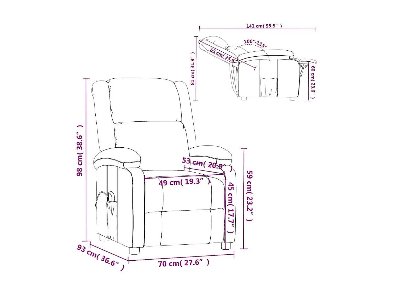 Fauteuil de massage Bleu Velours