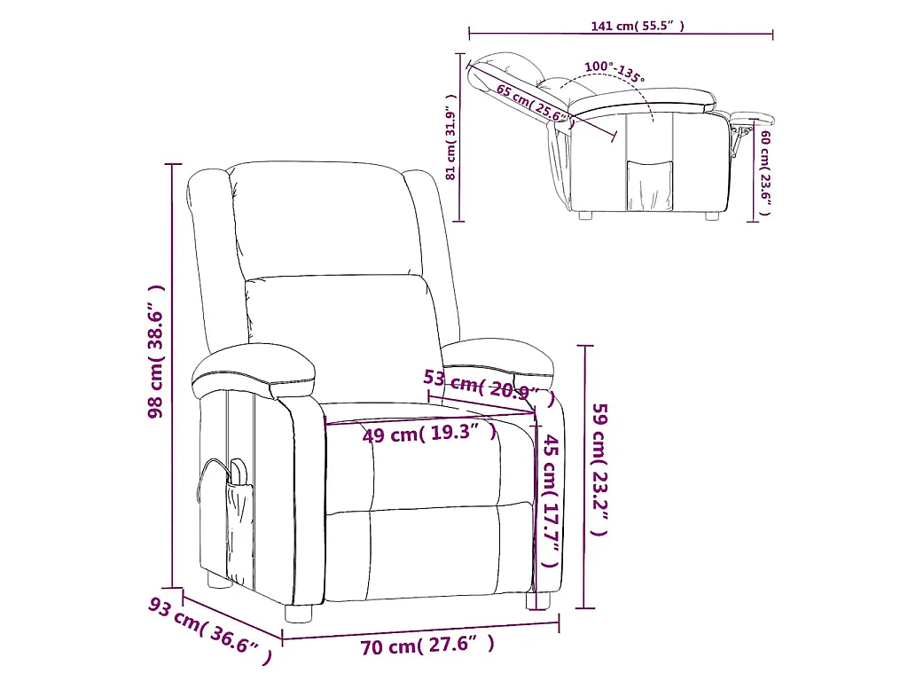 Fauteuil de massage Bleu Velours