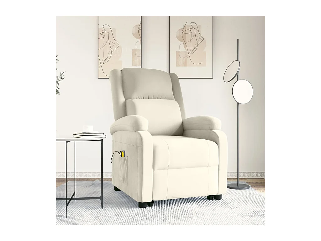 Poltrona de massagens veludo cor creme