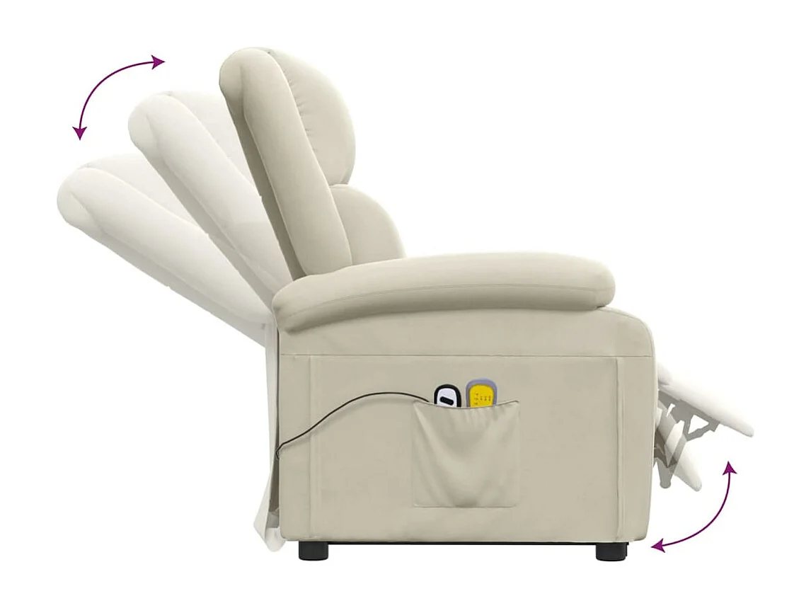 Poltrona de massagens veludo cor creme