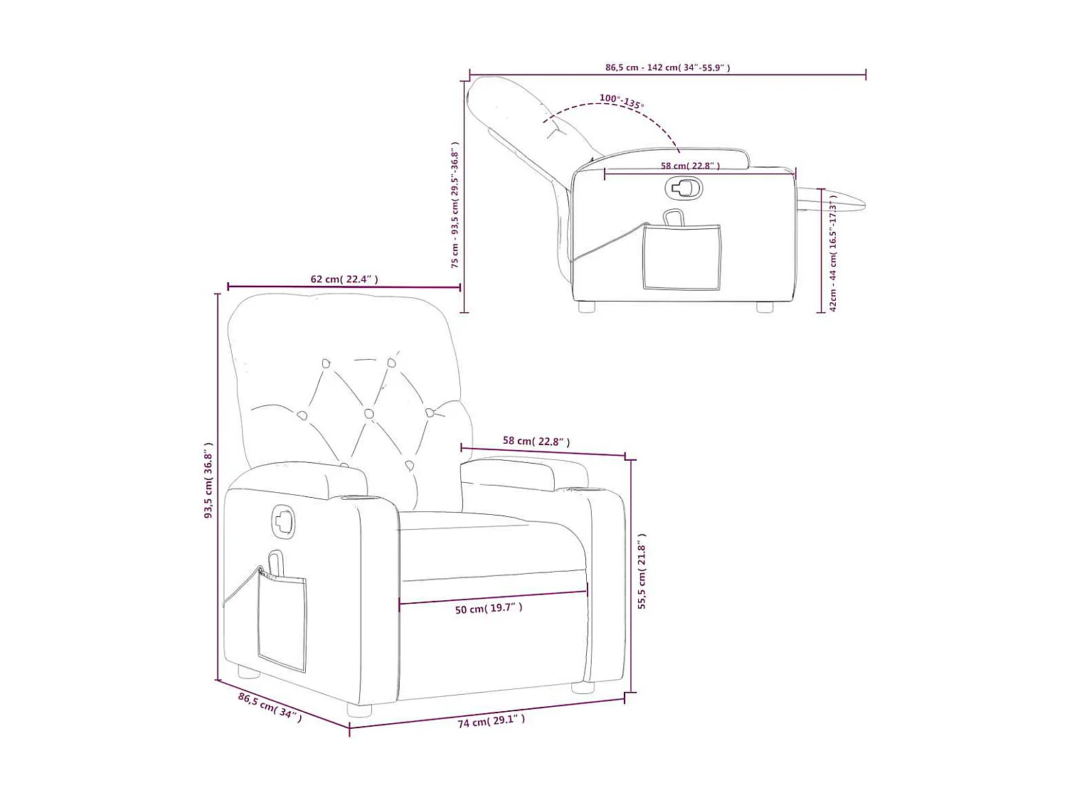 Fauteuil de massage inclinable Cappuccino Similicuir