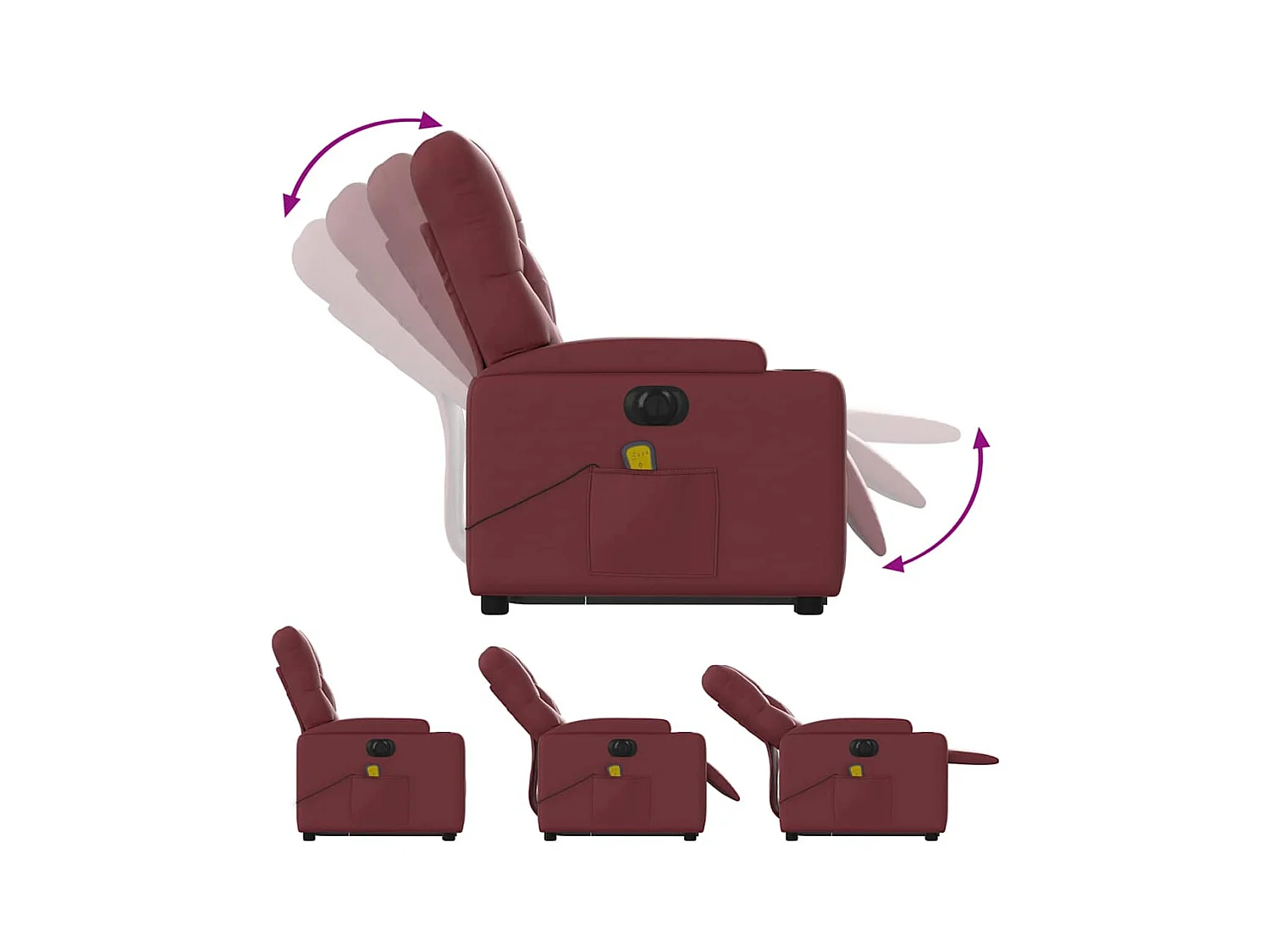 Fauteuil inclinable de massage électrique rouge bordeaux
