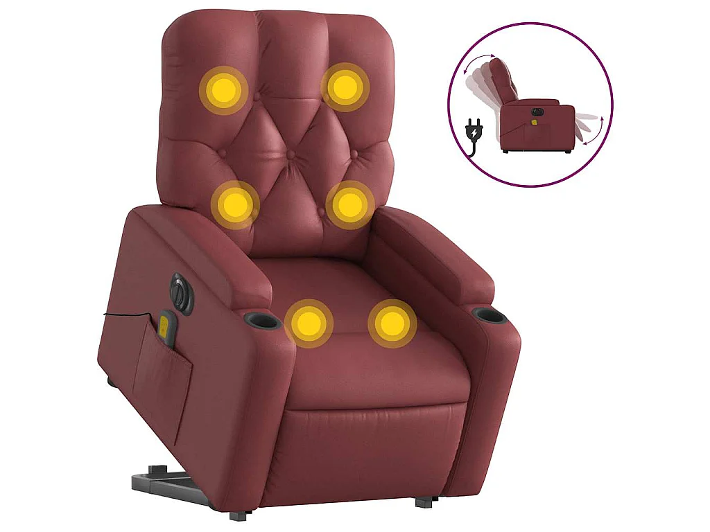 Fauteuil inclinable de massage électrique rouge bordeaux