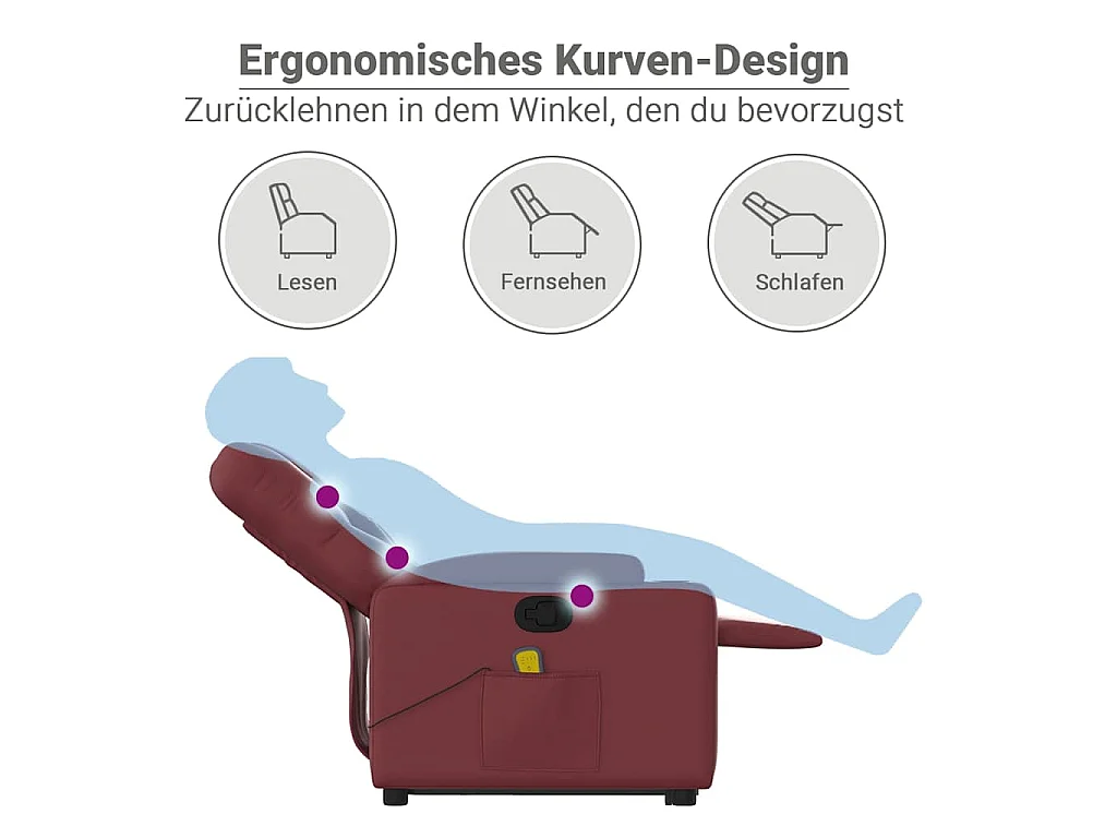 Fauteuil inclinable de massage électrique rouge bordeaux