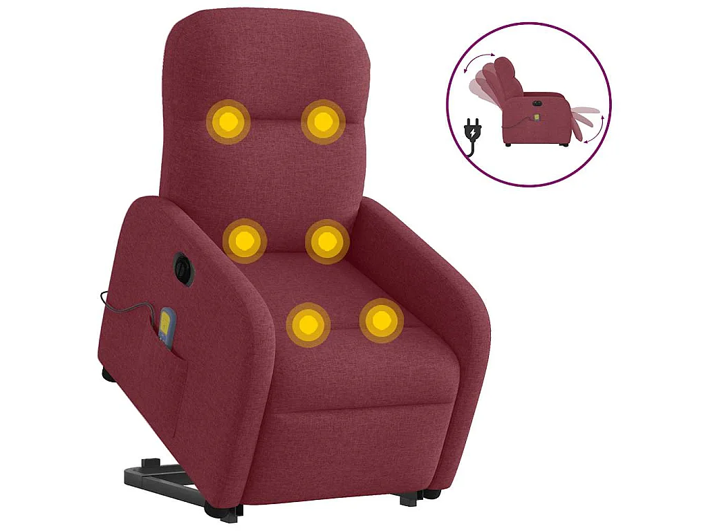 Fauteuil inclinable de massage électrique Rouge bordeaux Tissu