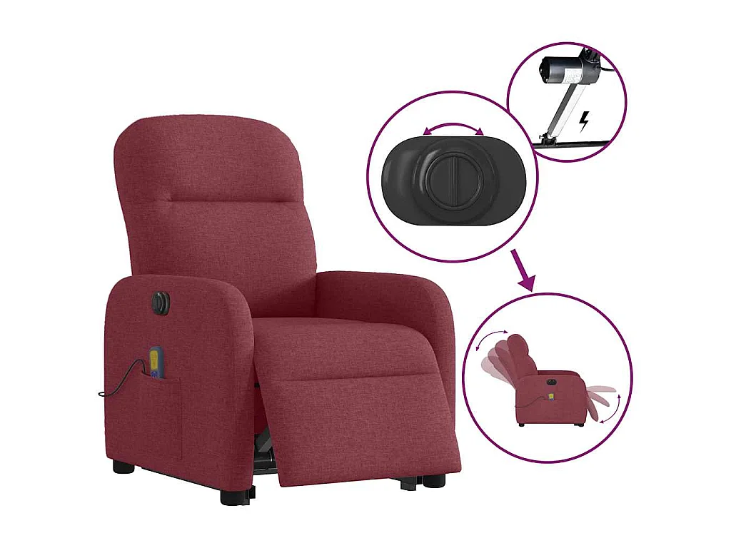 Fauteuil inclinable de massage électrique Rouge bordeaux Tissu