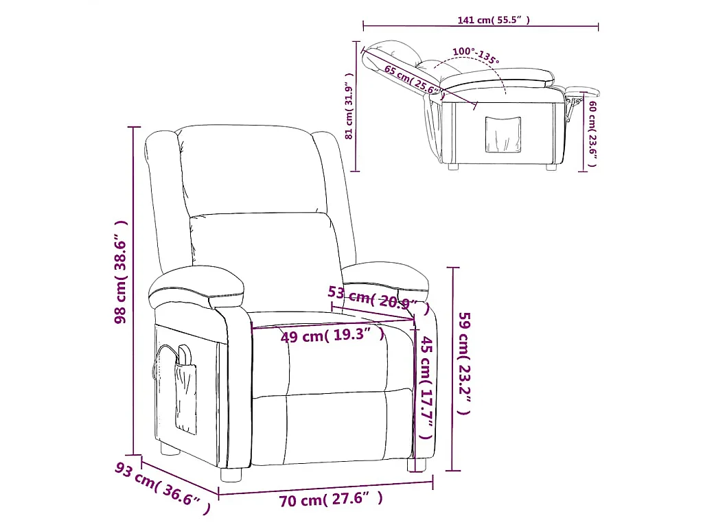 Fauteuil de massage Crème Velours