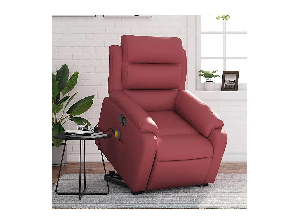 Fauteuil inclinable de massage électrique rouge bordeaux