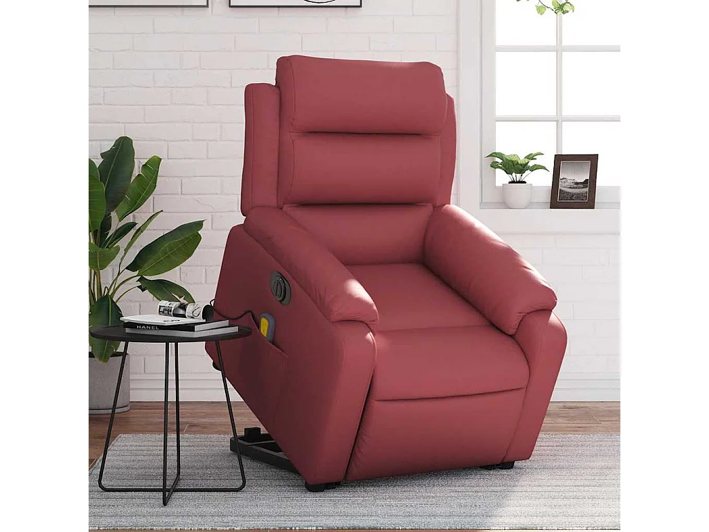 Fauteuil inclinable de massage électrique rouge bordeaux