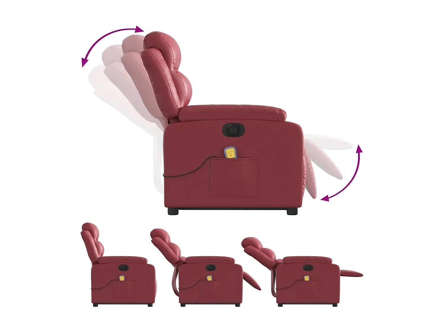 Fauteuil inclinable de massage électrique rouge bordeaux