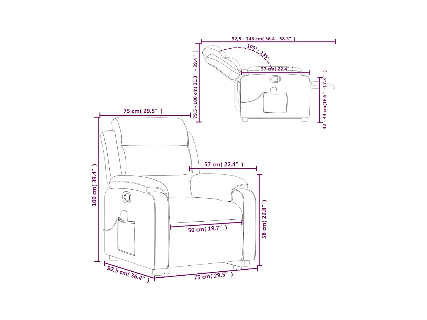 Fauteuil inclinable de massage Marron Similicuir