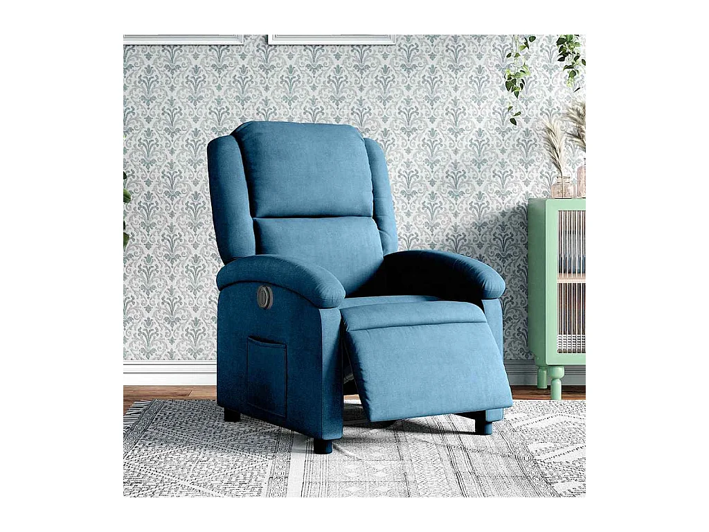 Fauteuil inclinable électrique bleu velours