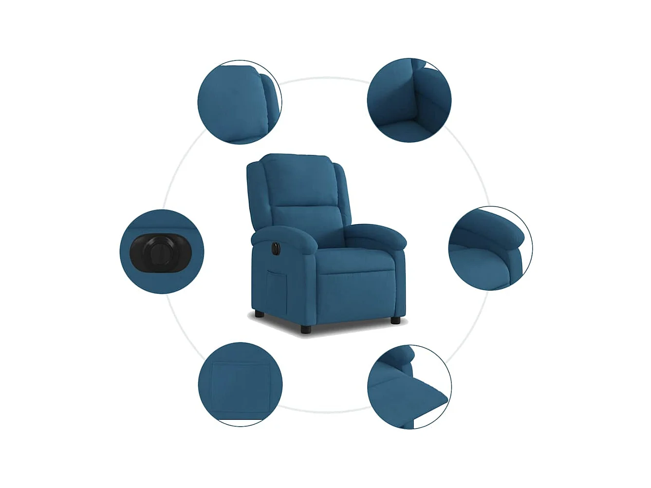 Fauteuil inclinable électrique bleu velours